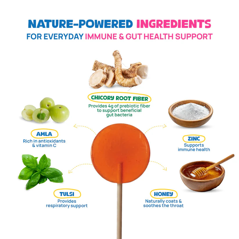Pops | Prebiotic Fiber Pops (Ages 2+)-Natural Orange Flavour - Daily Immunity Support -No Artificial Preservatives - No Artificial Colors- No Refined Sugar - Wellopia - 1 5 Pops -90gm