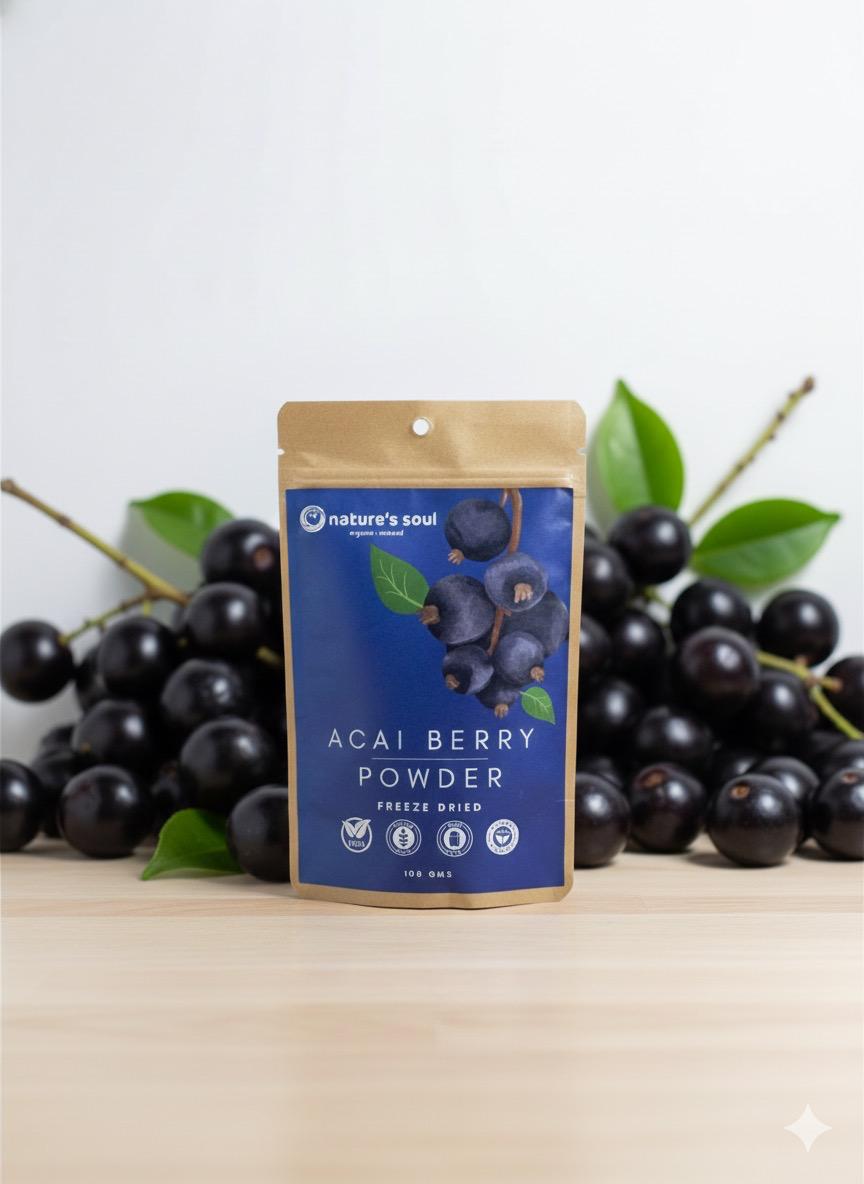 Acai Berry Powder - Freeze Dried - Vegan &amp; Gluten Free - Nature&