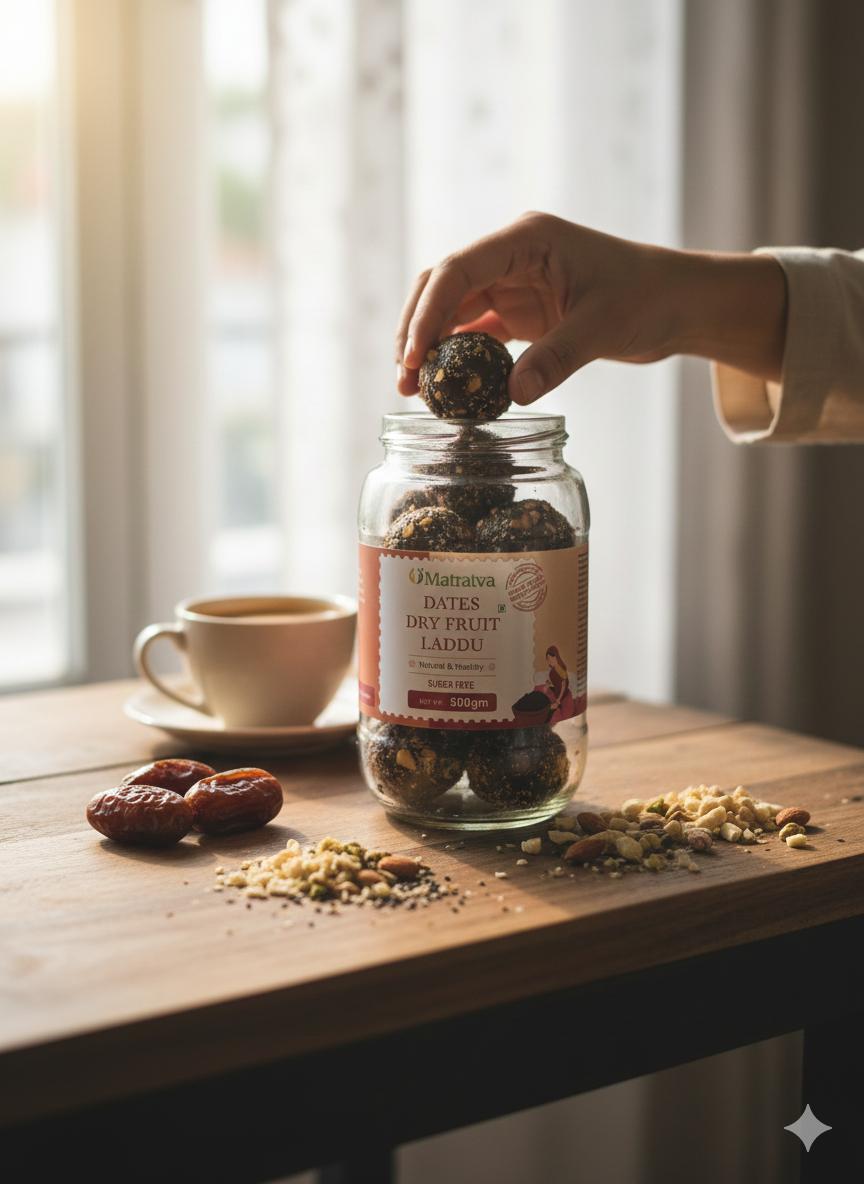 Dates Dry Fruit Ladoo - Refined Sugar Free - Made with A2 Cow Ghee - Matratva - 500gm