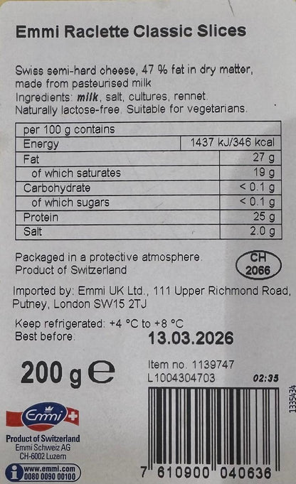 Raclette Cheese - Emmi - 200gm