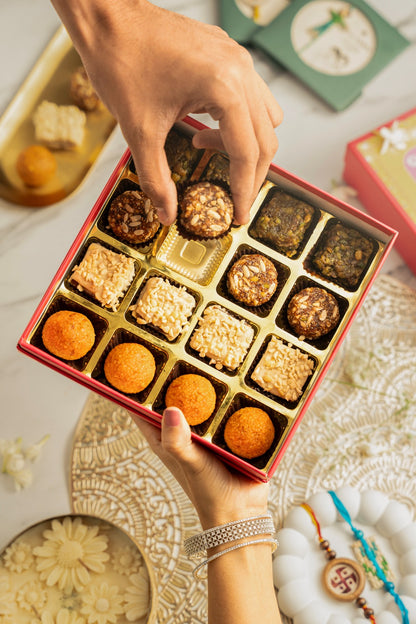 Rakhi Wala Mithai Box - Vegan, Gluten Free &amp; Refined Sugar Free - Box of 4x4