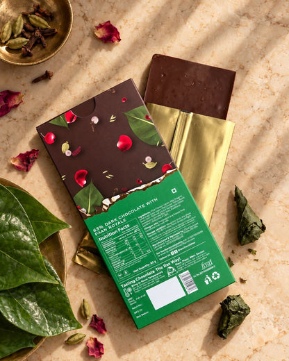 Chocolate | Paan Royale Chocolate - 63% Single Origin Cacao - Bean To Bar - Handcrafted - 100% Natural Cacao - No Refined Sugar &amp; No Palm Oil - Ras Chocolate - 80gm