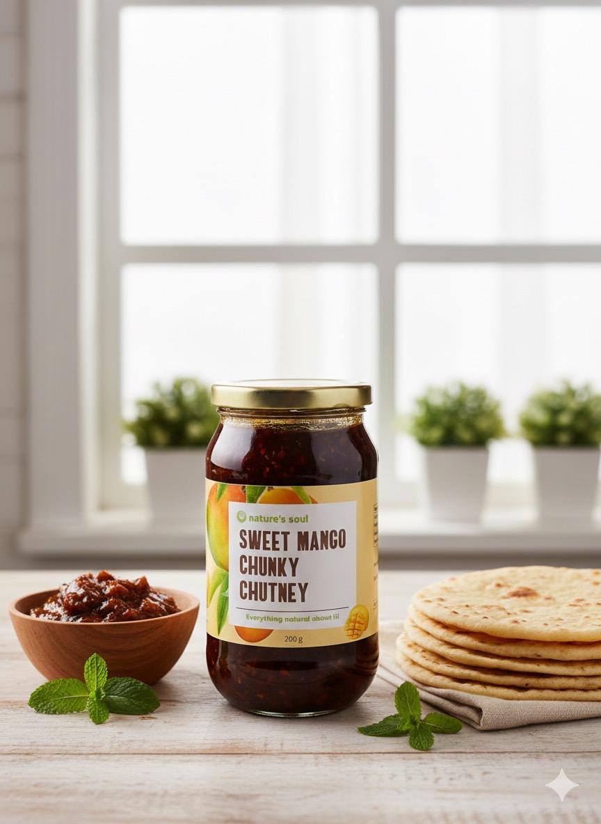 Sweet Mango Chunky Chutney (Sweetened With Desi Khaand &amp;amp; Molasses) - Nature&