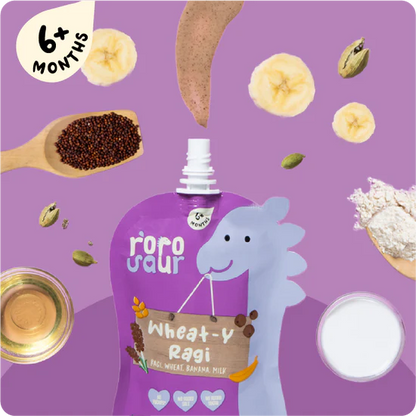 Wheat Y Ragi Puree | Ragi, Wheat, Banana And Milk (17 Micronutrient For Infants) – No Added Salt &amp;amp; No Added Sugar – rorosaur – 100gm
