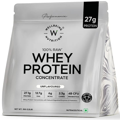 Protein Powder | Whey Protein Concentrate – Unflavored – 27gm Protein – Gluten Free, Builds Lean Muscle Mass, Improves Strength &amp; Endurance, Increases Power Output, Accelerates Muscle Recovery &amp; Promotes Weight Management – Wellbeing Nutrition – 1000gm