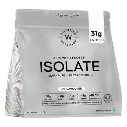 Protein Powder | Whey Protein Isolate – Unflavored – 31gm Protein – Gluten Free, Builds Lean Muscle Mass, Improves Strength &amp; Endurance, Increases Power Output, Accelerates Muscle Recovery &amp; Promotes Weight Management – Wellbeing Nutrition – 1000gm