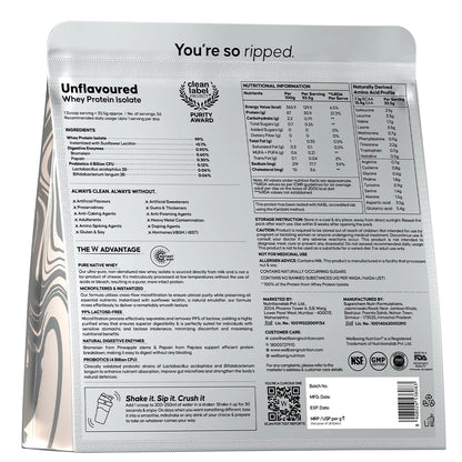 Protein Powder | Whey Protein Isolate – Unflavored – 31gm Protein – Gluten Free, Builds Lean Muscle Mass, Improves Strength &amp; Endurance, Increases Power Output, Accelerates Muscle Recovery &amp; Promotes Weight Management – Wellbeing Nutrition – 2000gm