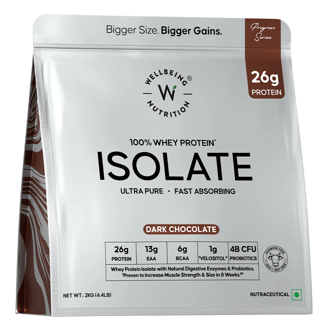 Protein Powder | Whey Protein Isolate – Dark Chocolate – 26gm Protein – Gluten Free, Builds Lean Muscle Mass, Improves Strength &amp; Endurance, Increases Power Output, Accelerates Muscle Recovery &amp; Promotes Weight Management – Wellbeing Nutrition – 2000gm