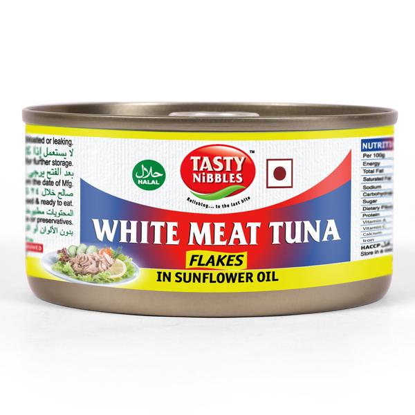 White Meat Tuna Flakes In Sunflower Oil – Tasty Nibbles – 185gm