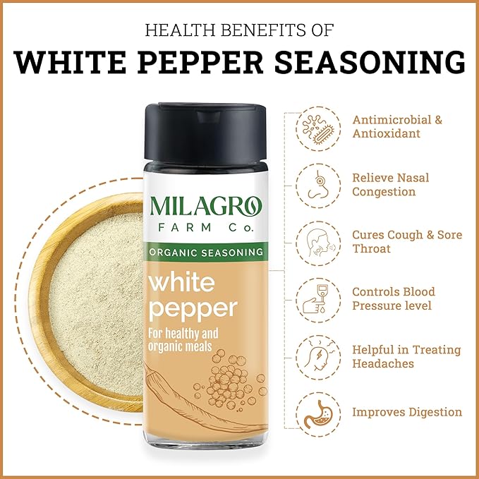 Pepper Powder | White Pepper - Organic &amp;amp; Healthy Meals – Organic – Additive Free &amp;amp; No Preservatives – Milagro Farm Co. – 90gm