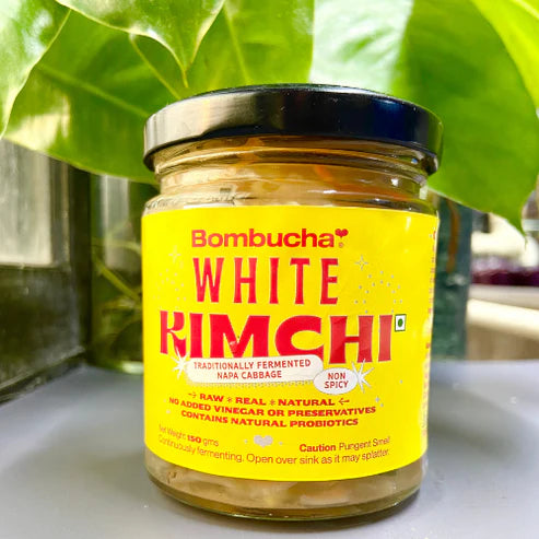 Kimchi | White – Traditional Fermented Napa Cabbage (Non Spicy) – Raw – Real – Natural – No Added Vinegar & No Preservatives – Bombucha – 150gm