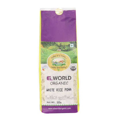 White Rice Poha - Organic - Indian - Elworld Organic - 500gm