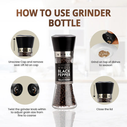 Pepper | Whole Black Pepper – Tellicherry Garbled Special Extra Bold – Sprig – 50gm