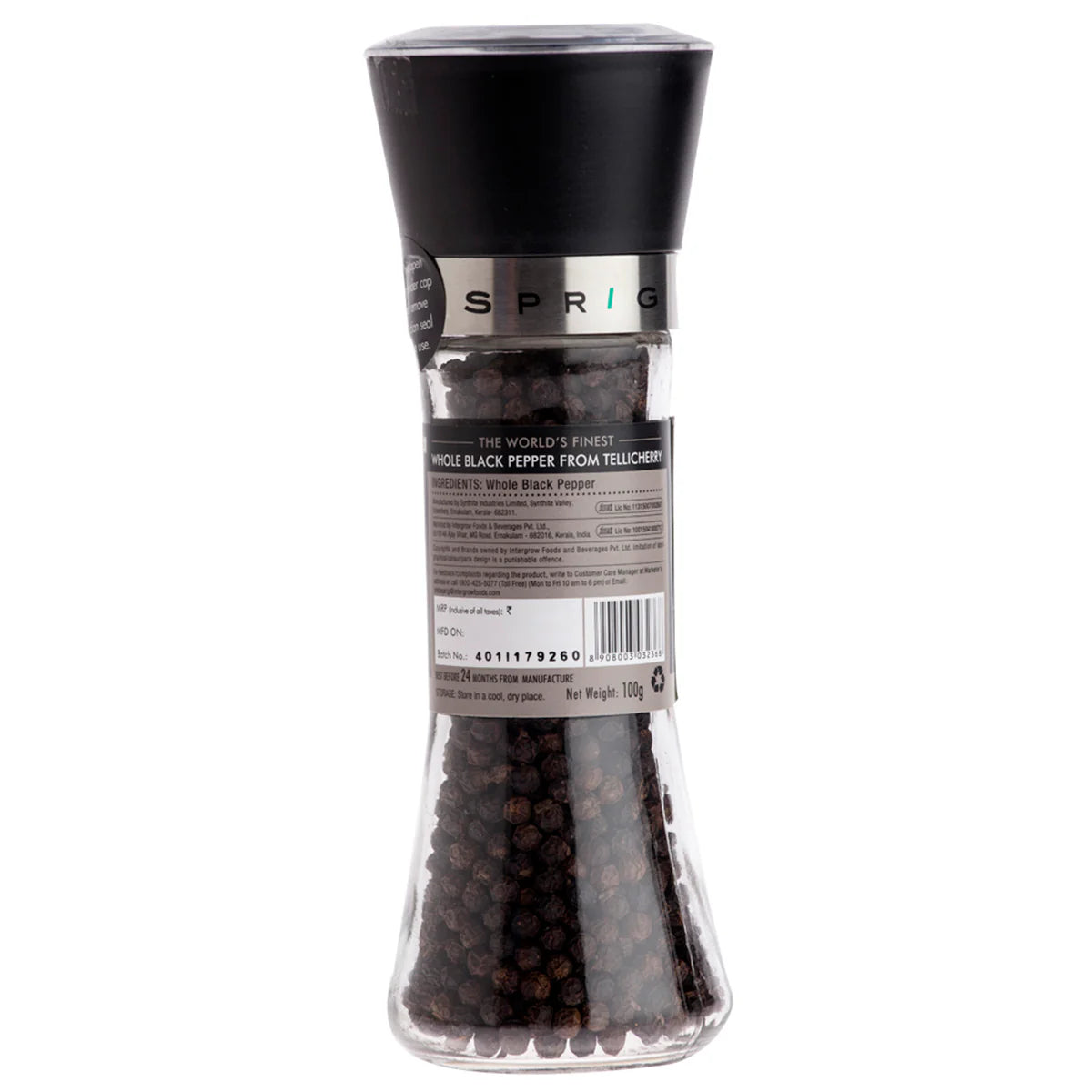 Pepper | Whole Black Pepper – Tellicherry Garbled Special Extra Bold – Sprig – 50gm