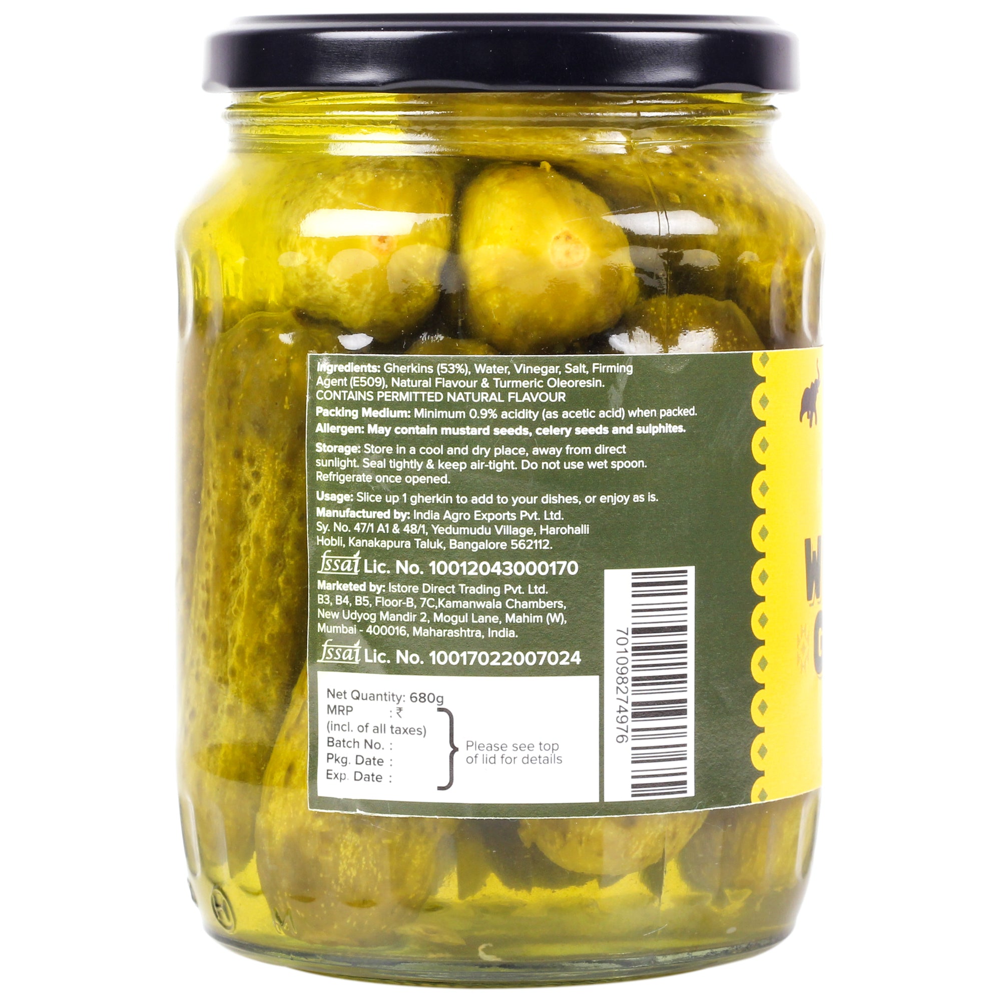 Gherkins | Whole Dill Gherkins – Urban Platter – 680gm