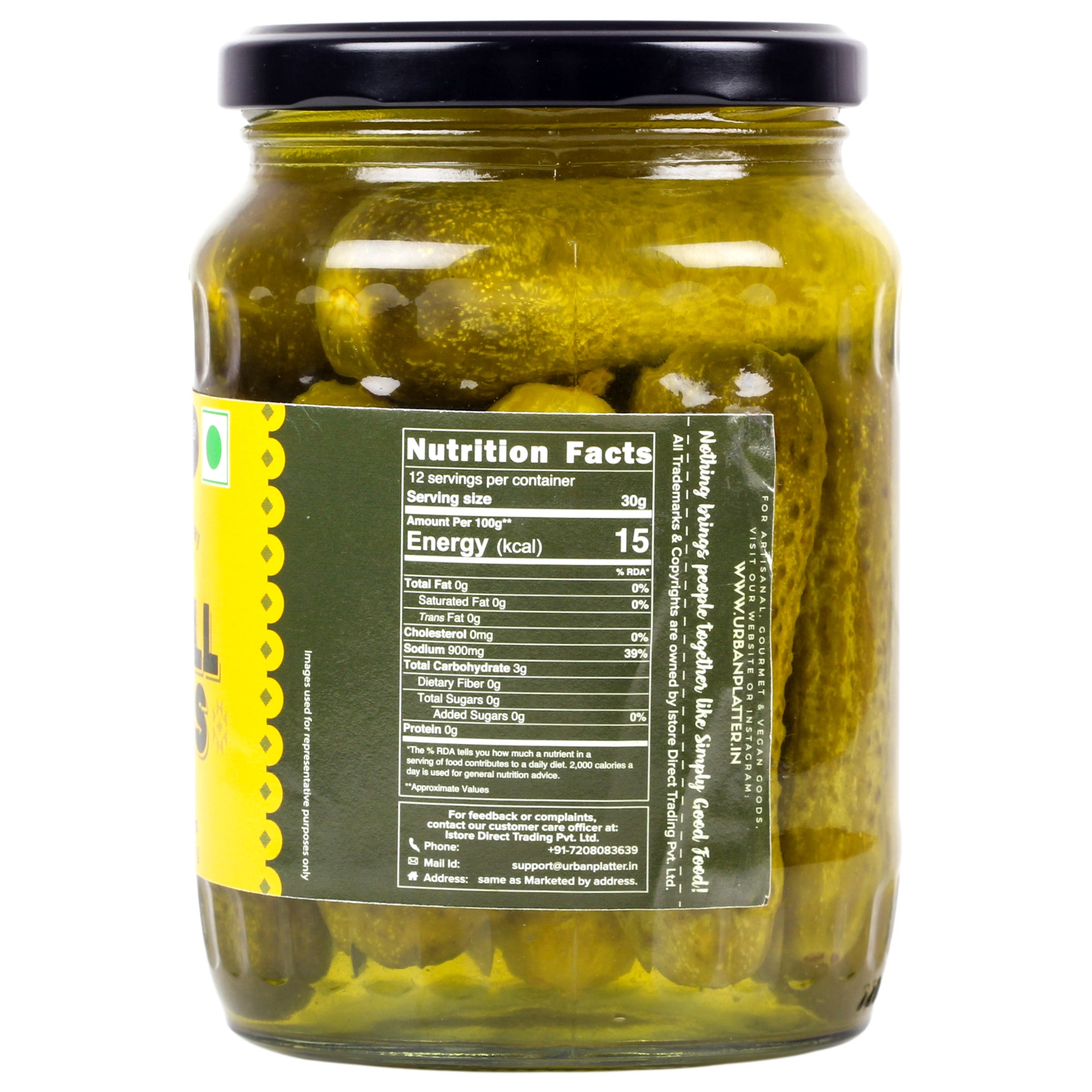Gherkins | Whole Dill Gherkins – Urban Platter – 680gm