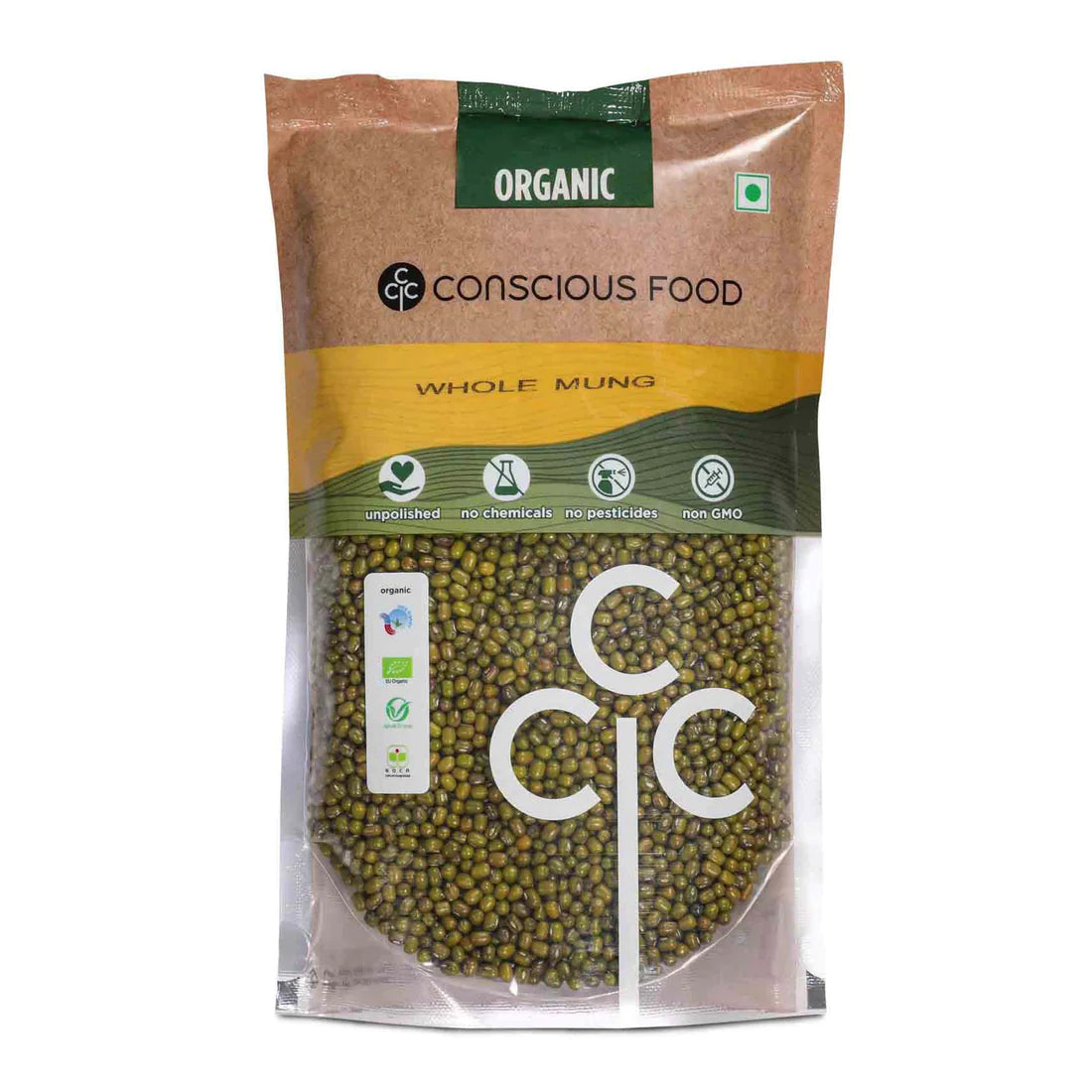 Whole Moong (Green Gram) – Unpolished - Organic - Indian - Conscious Food – 500gm