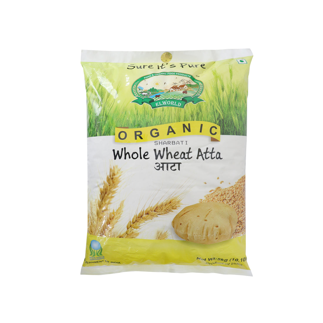 Whole Sharbati Wheat Flour - Elworld Organic - 5000gm