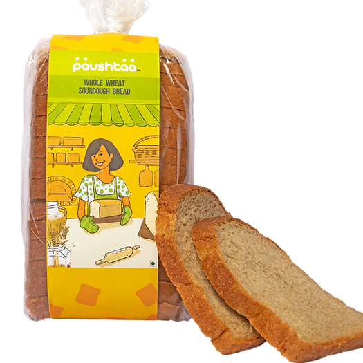 Bread | Whole Wheat Sourdough Breads - Vegan, No Bread Improver, Emulsifiers, Stabiliser, No Preservatives & No Flavour Enhancer Or No Refined Sugar - Paushtaa - 400gm
