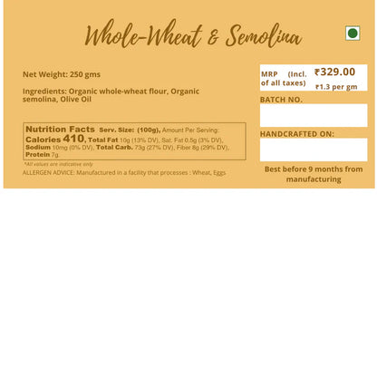 Strozzapreti Whole wheat &amp;amp; Semolina Pasta – Donna Pastaia – 250gm