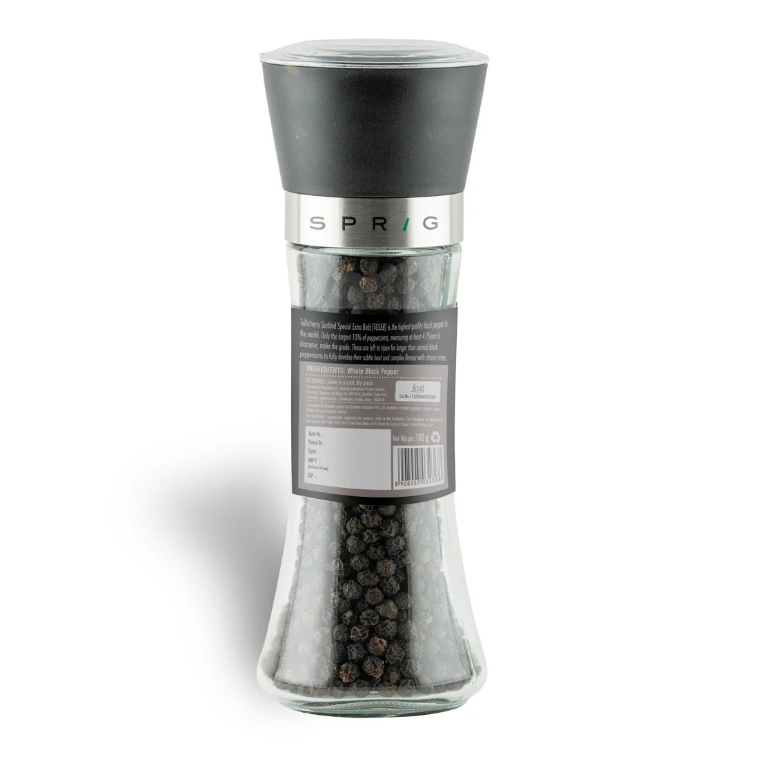 Pepper | Whole Black Pepper – Tellicherry Garbled Special Extra Bold – No Artificial Flavours, Colours or No preservatives - Sprig - 100gm