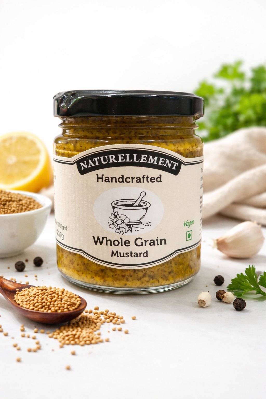 Mustard Sauce | Whole Grain Mustard Sauce - Naturellement - 210gm