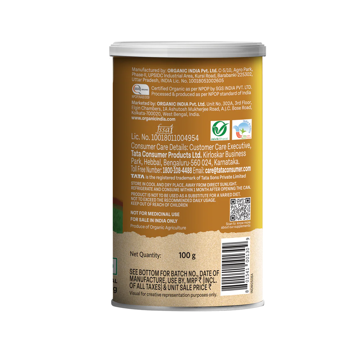 Psyllium Whole Husk Salt Isabgol -Gluten Free, 100% Plant Based - Herbal Supplements, Dietary Fibre For Gut Health, Healthy Bowel Movement -Organic India - 100gm
