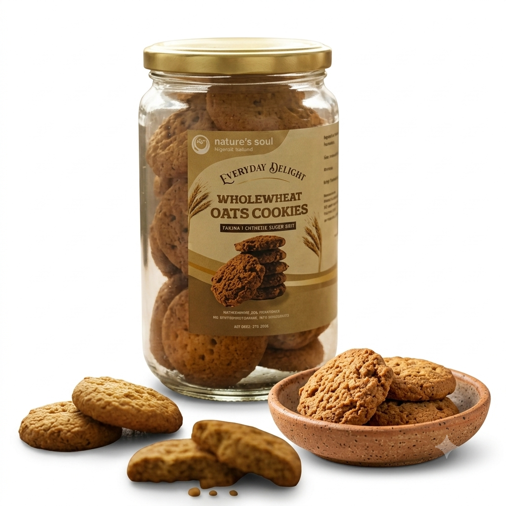 Whole Wheat Oats Cookies |  Everyday Delight - Vegan, Refined Sugar Free, No Stabilizers, No Emulsifiers, No Artificial Flavors &amp;amp; No Preservatives  - Nature&