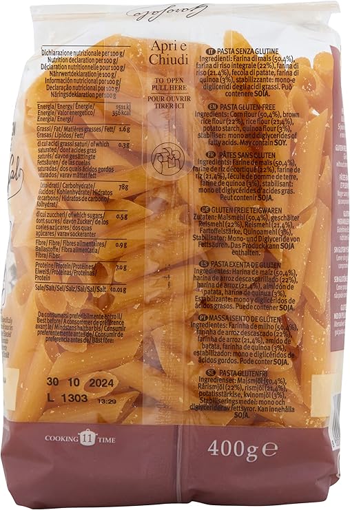 Pasta | Corn, Brown Rice &amp;amp; Quinoa Penne Rigate Pasta – Vegan &amp;amp; Gluten Free - Garofalo – 400gm
