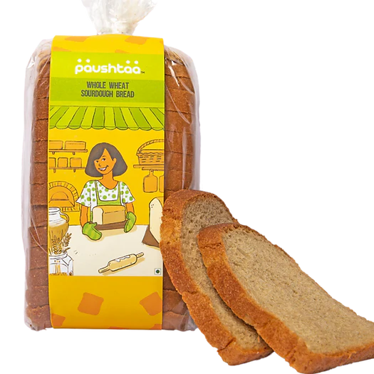Bread | Whole Wheat Sourdough Breads - Vegan, No Bread Improver, Emulsifiers, Stabiliser, No Preservatives &amp; No Flavour Enhancer Or No Refined Sugar - Paushtaa - 600gm