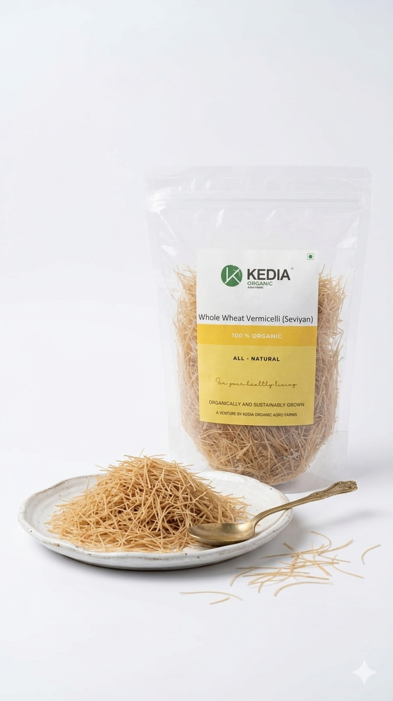 Vermicelli |Whole Wheat Vermicelli (Seviyan)- 100 % Organic &amp; Farm Fresh - No Preservatives, Artificial Colours &amp; No Added Flavours - Kedia Organic - 250gm