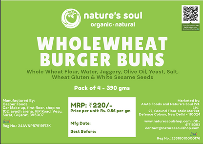 Burger Bun | Whole wheat Burger Buns - No Bread Improver, Emulsifiers, Stabiliser, No Preservatives &amp;amp; No Flavour Enhancer Or No Refined Sugar - Nature&