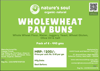 Pav Bun | Whole wheat Pav Buns - No Bread Improver, Emulsifiers, Stabiliser, No Preservatives &amp;amp; No Flavour Enhancer Or No Refined Sugar - Nature&