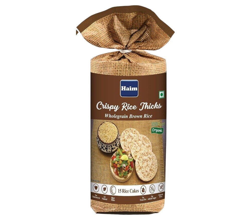 Rice Cake | Crispy Rice Thicks - Wholegrain Brown Rice Cakes - USDA Organic - No Trans Fat & No Added Sugar - Haim - 136gm