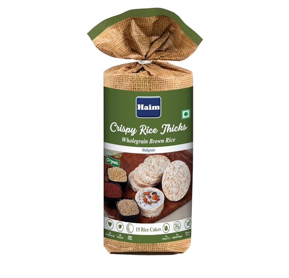 Rice Cake | Crispy Rice Thicks - Wholegrain Brown Rice Cakes (Multigrain) - Gluten Free, No Trans Fat & No Added Sugar - Haim - 136gm