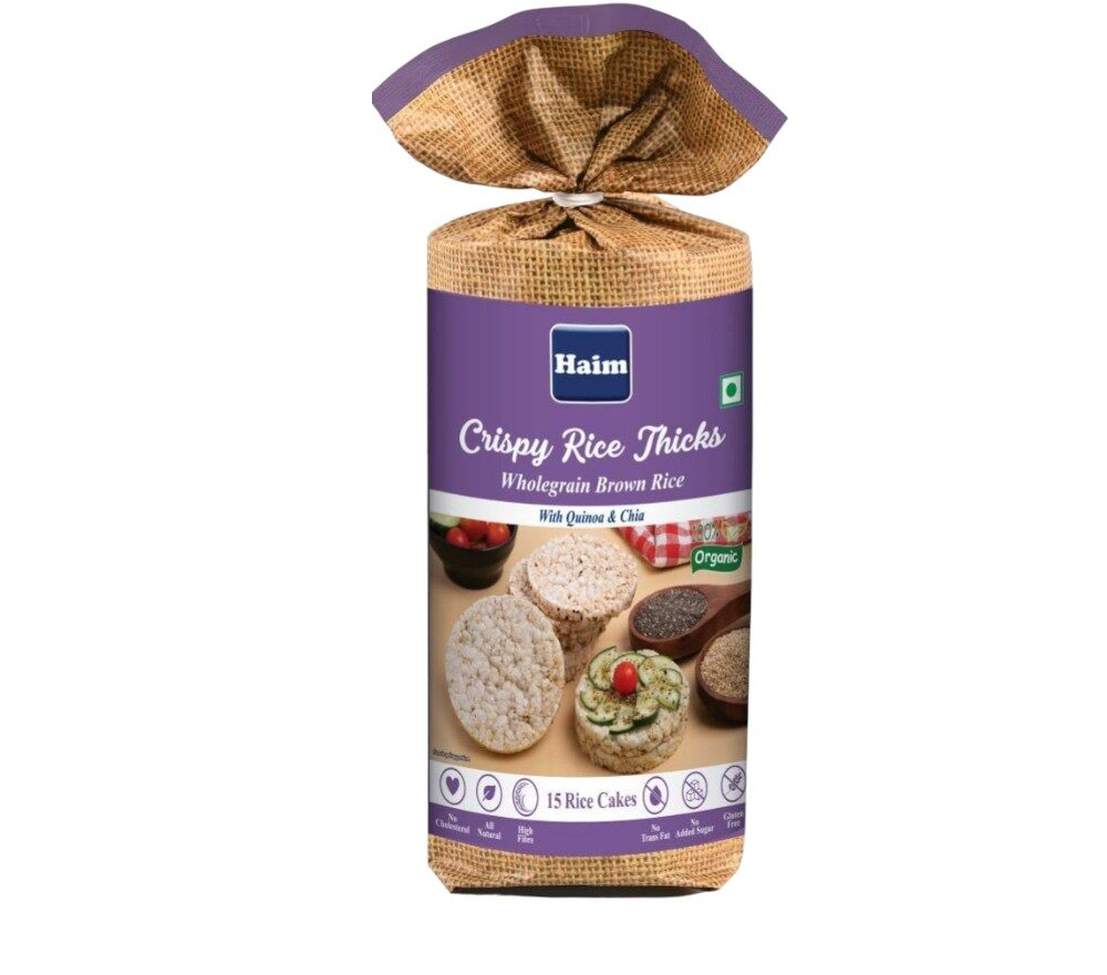 Crispy Rice Thicks - Wholegrain Brown Rice Cakes With Quinoa & Chia - Haim - 136gm