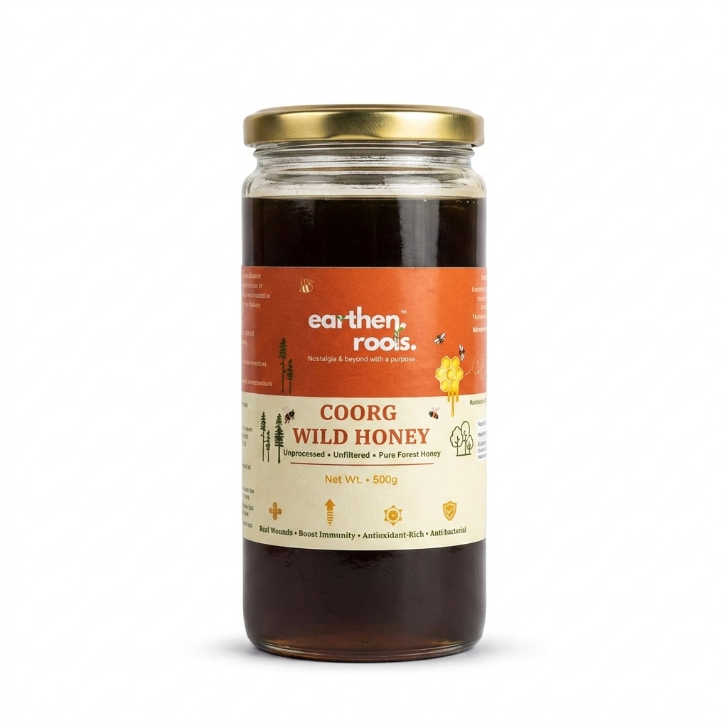 Honey | Wild Forest Honey (Coorg) - Unprocessed And Unfiltered - Western Ghats - No Added Sugar &amp; No Preservatives - Earthen Roots - 500gm