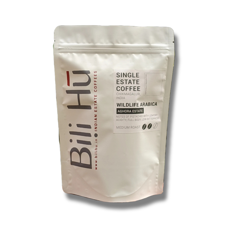 Wildlife Arabica Aghora Estate Medium Roast Whole Beans Coffee – Single Estate – Organic – Indian - Bili Hu - 200gm