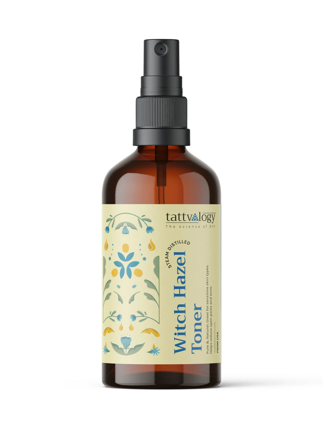 Toner | Witch Hazel Distillate Toner - Pure & Natural - Great For Sensitive Skin Types - Reduce Open Pores And Acne - Tattvalogy - 100ml