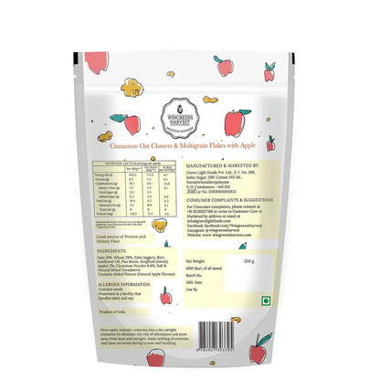 Cinnamon Oat Clusters &amp; Multigrain Flakes with Apple - Wingreens harvest - 350 g