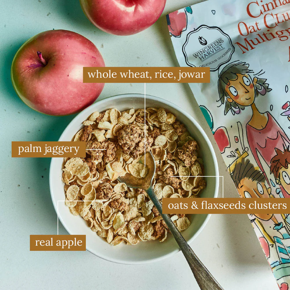 Cinnamon Oat Clusters &amp; Multigrain Flakes with Apple - Wingreens harvest - 350 g