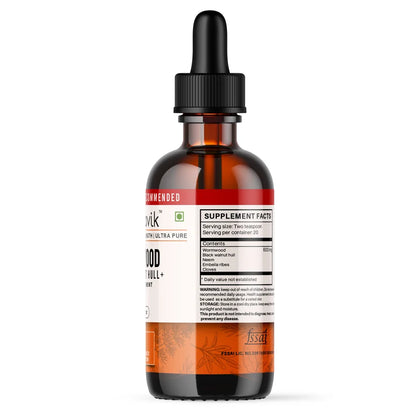 Liquid Supplement | 80% Wormwood plus Black Walnut Hull Extract Tincture - Non GMO &amp; No preservatives - Vaastavik - 100ml