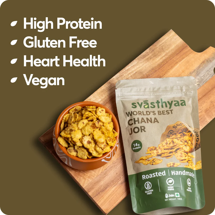 Chana Jor | 30g Protein - Roasted - Handmade - Vegan, Gluten Free, Jain Friendly, No Maida, No Palm Oil, High In Fibre And Protein - Svasthyaa - 200gm