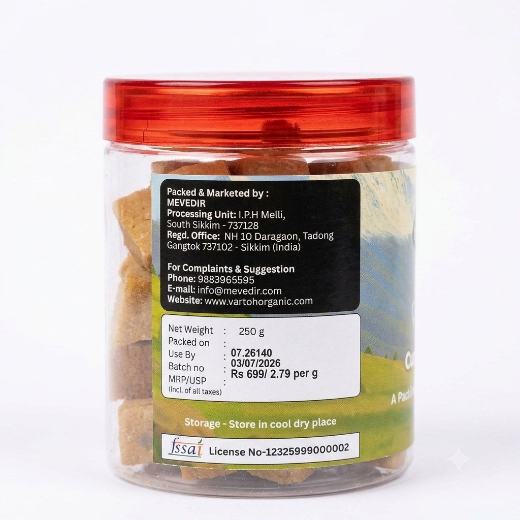 Yak Chhurpi - Traditional Himalayan Cheese Snack from Sikkim - No Synthetic Additives or Harmones - Vartoh Organic -250gm