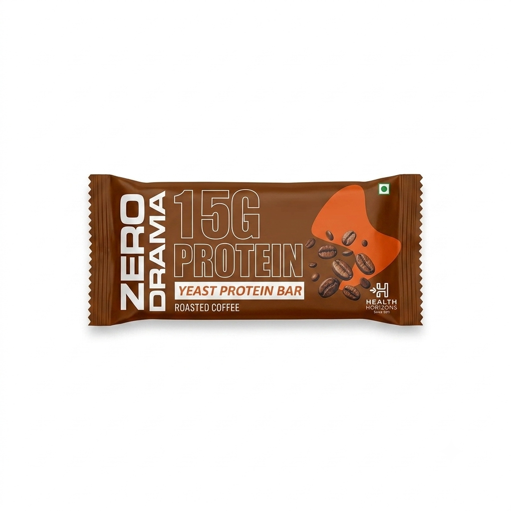Bar | Yeast Protein Roasted Coffee Bar (15g Protein)-Easy To Digest -Vegan &amp; Dairy Free- Zero Drama - No Added Sugar, &amp;amp; No Added Preservatives -Health Horizons-50gm