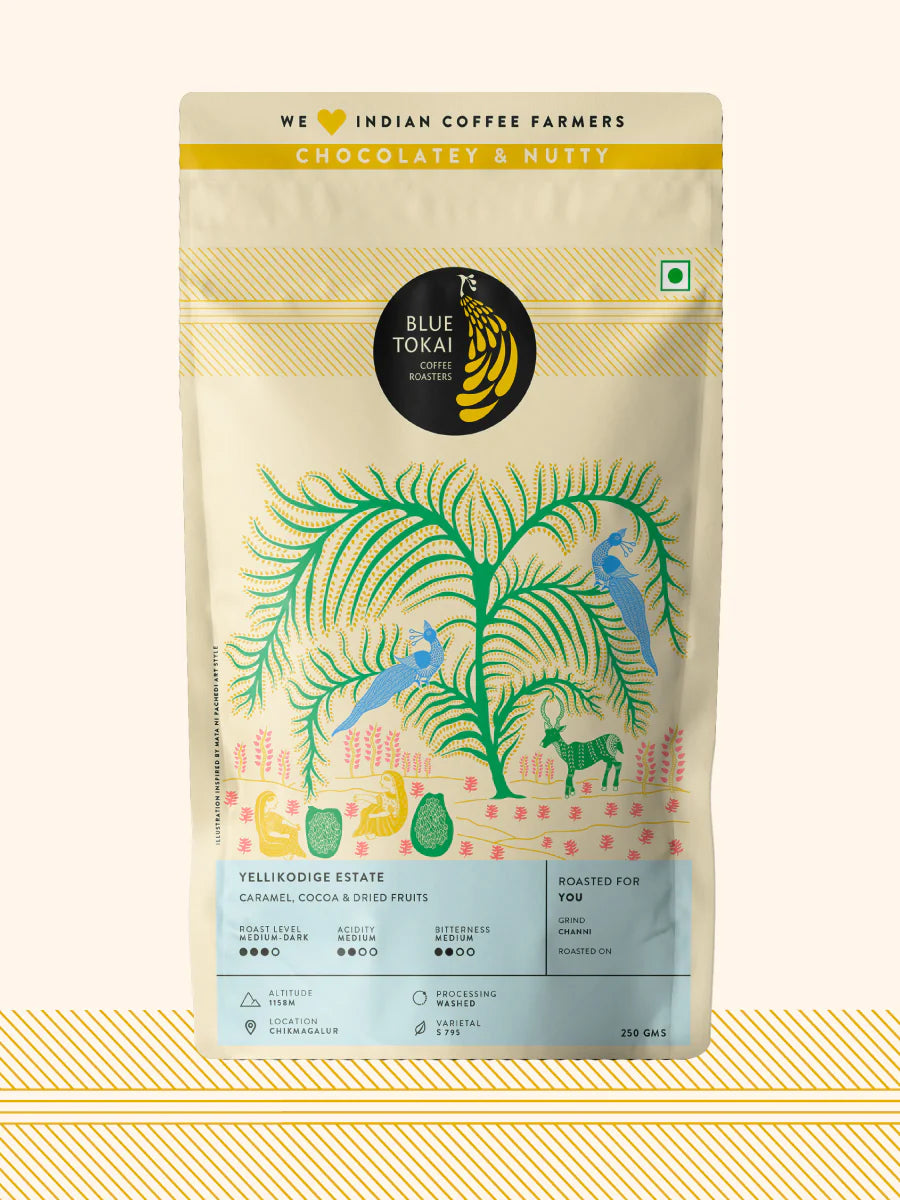 Coffee | Yellikodige Estate (Coffee Filter) – Caramel – Cocoa – Dried Fruits – No Added Preservatives, Additives &amp; No Added Flavouring – Blue Tokai – 250gm