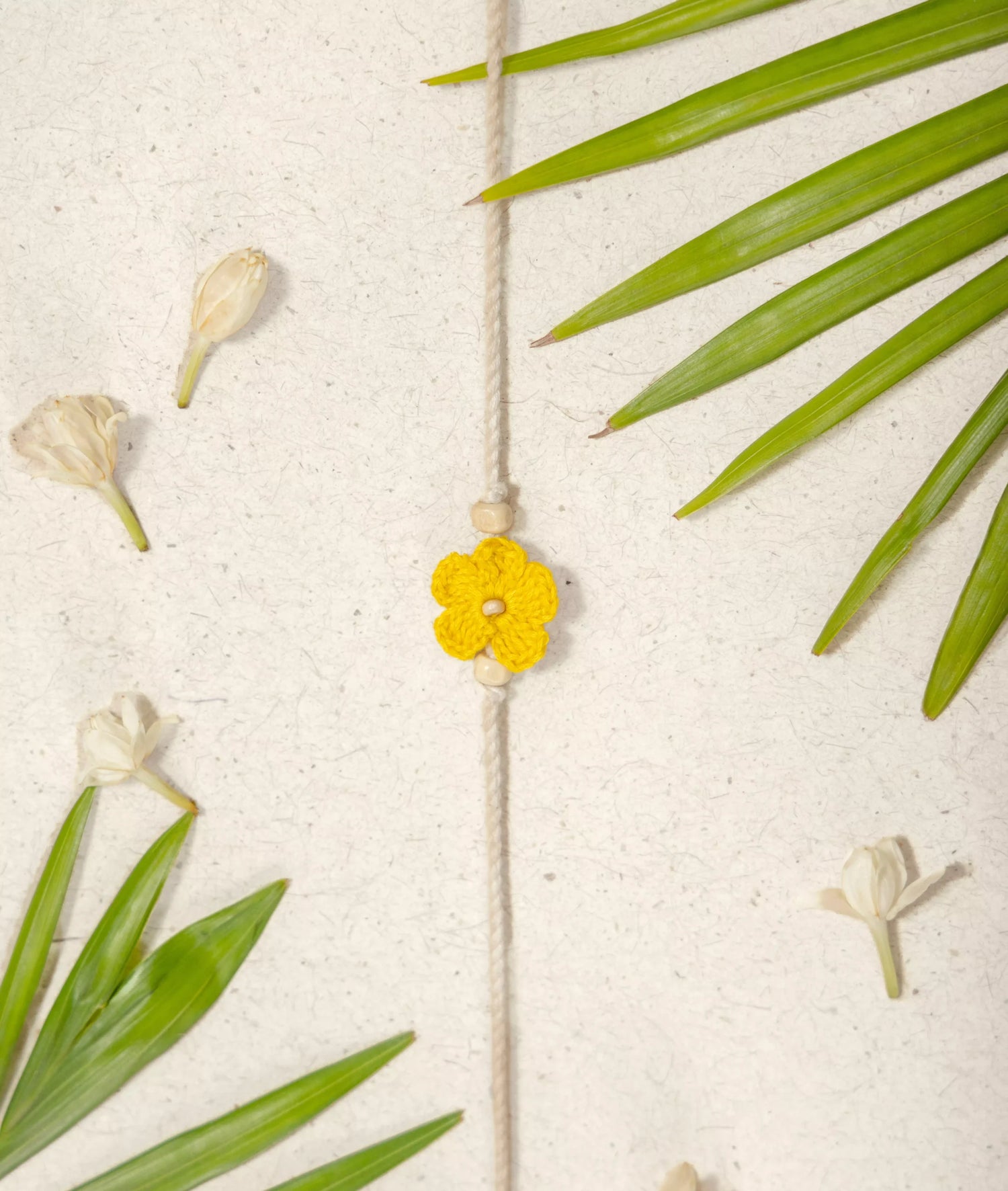Rakhi | Yellow Crochet Rakhi (Cotton, Jute, Wooden beads, Coconut shell )– Handcrafted – Eco Friendly – Nature’s Soul - Single Piece