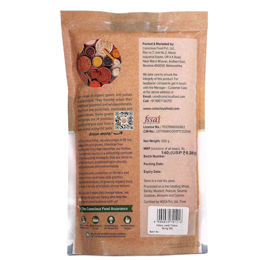Yellow Lentil (Yellow Mung Dal) - Unpolished - Conscious Food – 500gm