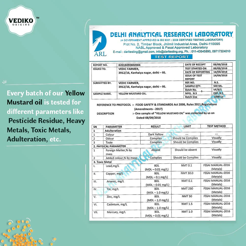Yellow Mustard Oil | Cold Pressed – Vediko – 1000ml