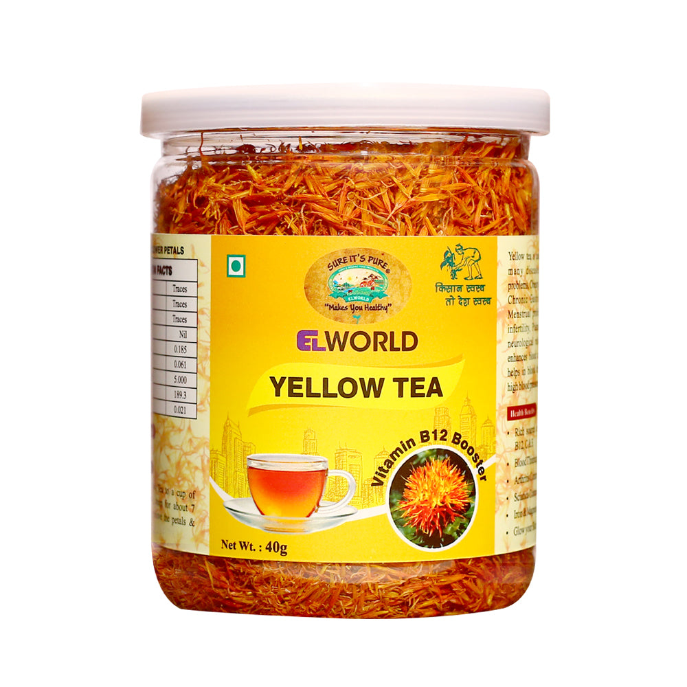 Yellow Tea | (Mild &amp;amp; Neutral Taste) - Vitamin B12 Booster &amp;amp; Enhances Blood Circulation - Elworld organic - 40gm